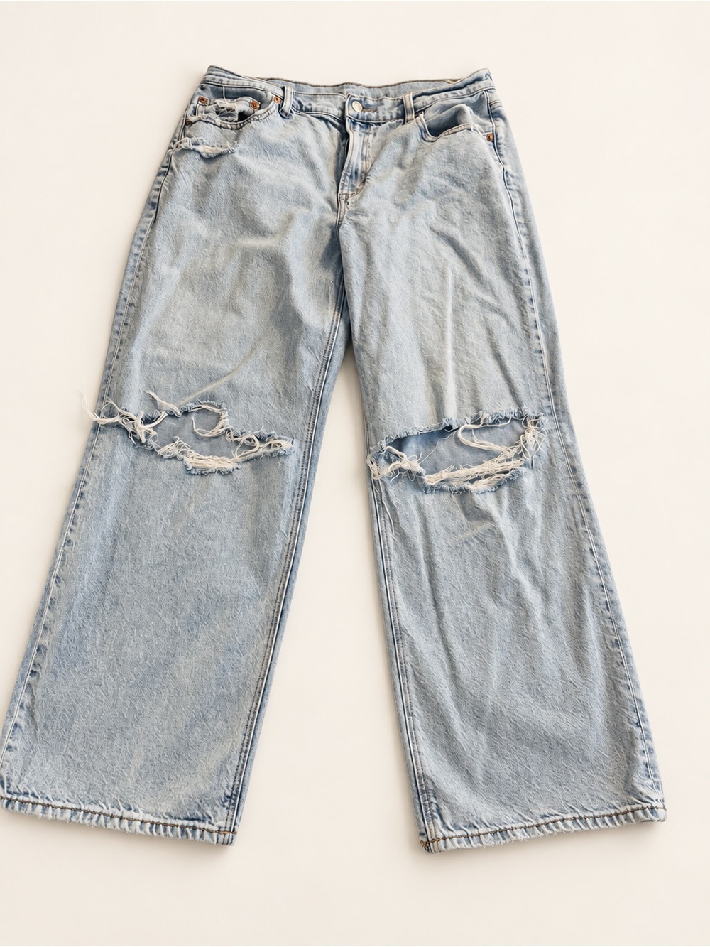 American Eagle Light Blue Ripped Wide-Leg Women's Jeans